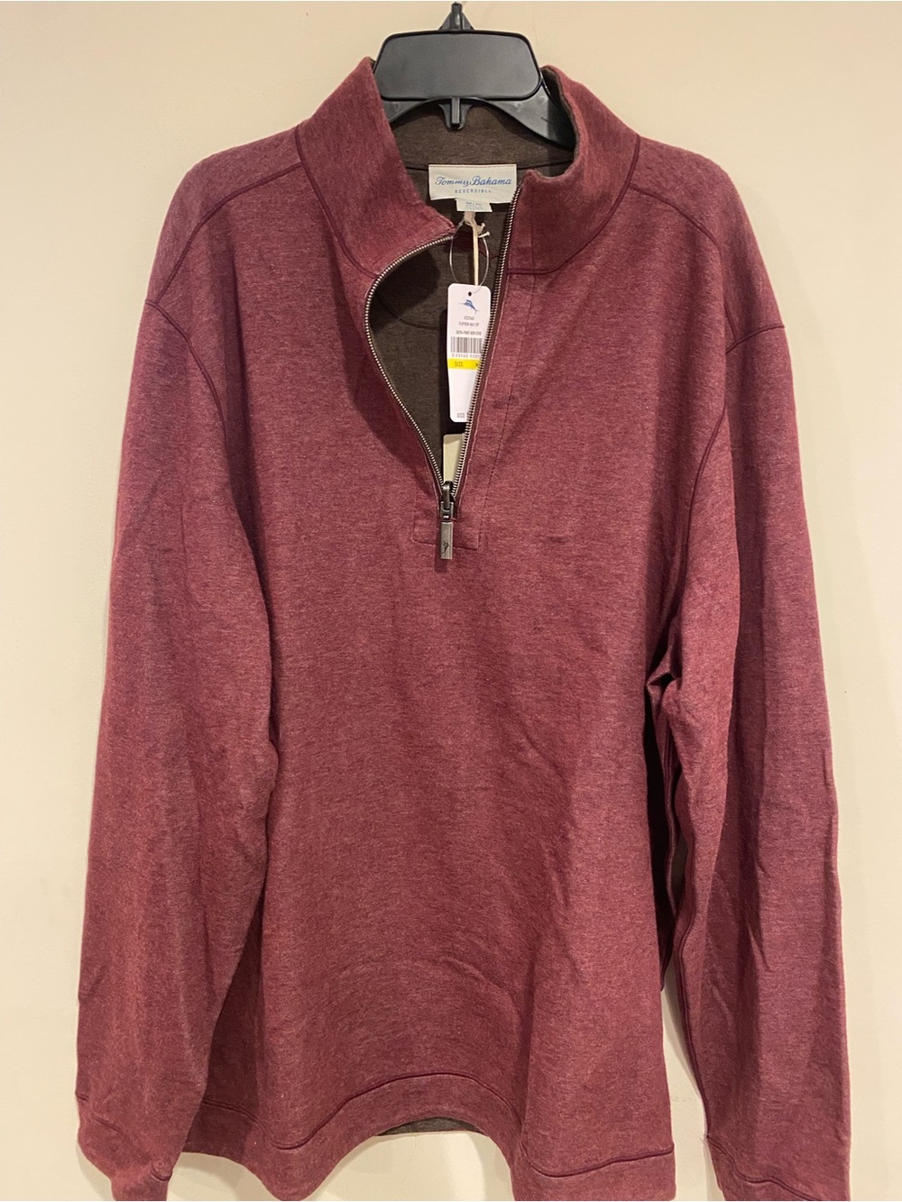 Tommy Bahama Men's Maroon Quarter-Zip Sweater NWT